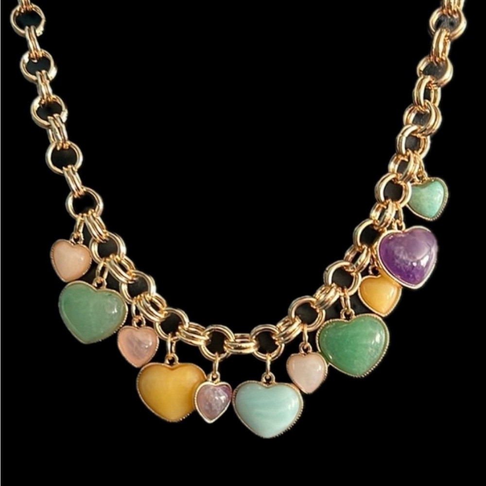 NWT ⚜️💖⚜️ Camila Coelho Gorgeous Heart Necklace with Semi-Precious Stones - Picture 2 of 10